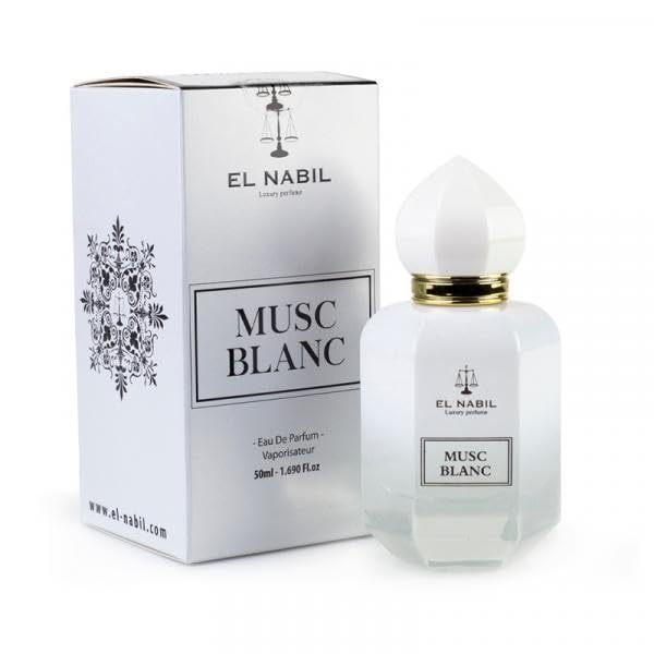 Eau de parfum El Nabil Musc Blanc pour homme et femme - 50 ml | Parfum masculin et féminin intemporel | Notes de musc et